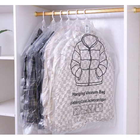Set di 4 sacchetti sottovuoto da appendere, sacchetti sottovuoto da appendere, sacchetti trasparenti per riporre vestiti, ma (1/4)