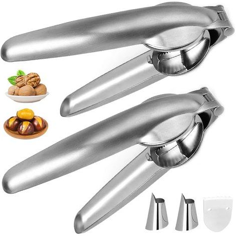 Schiaccianoci, 2 pezzi, schiaccianoci per castagne, apri castagne, taglia castagne, schiaccianoci in acciaio inox, pelapatate multifunzionale, per castagne e nocciole (1/5)