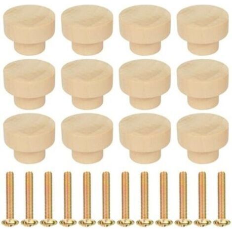 12pcs Poignée Meuble en Bois, Rond Boutons de Meuble, Boutons de Portes pour Placards, 35 mm Poignet de Tiroir, pour Décoration D'intérieur, Placard, Penderie, Tiroir, Armoires de Cuisine (1/4)