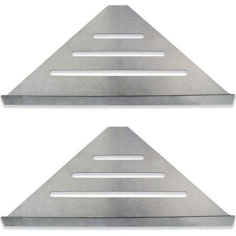 Organiseur de douche d'angle pour salle de bain Lot de 2 en acier inoxydable, design d'angle moderne haut de gamme Organisateur de douche mural et facile à installer Support étagère (1/4)