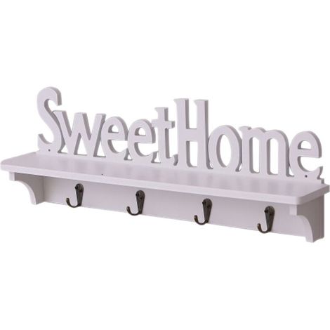Neues und elegantes, durchbrochenes Wandregal aus Holz für den Garten mit der englischen Aufschrift „Sweet Home“. Dekoratives Accessoire (siehe Abbildung) – AquaForge