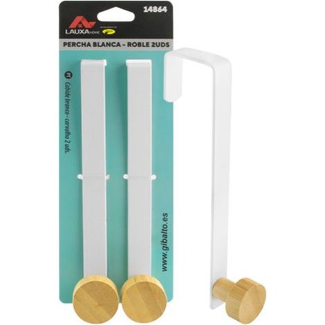 Porte-manteau suspendu Lauxa Home, lot de 2, blanc/chêne, capacité de 6 kg