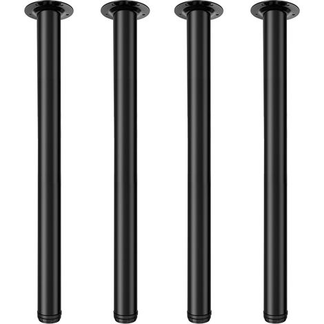 Pieds de Table Réglables 60 cm, Lot de 4 Pieds de Meubles Métal Noir Ø50mm, Support en Acier pour Table Basse (1/5)