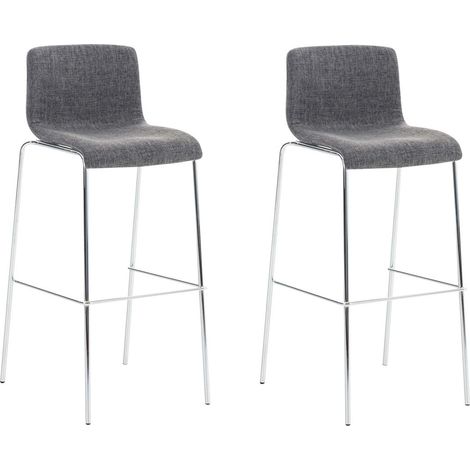 Set di 2 sgabelli da bar in metallo e tessuto grigio chiaro 100004195