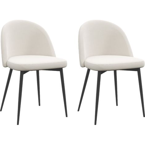 Set aus 2 skandinavischen Design-Küchenstühlen mit gepolstertem Samtbezug und konischen Metallbeinen für ein elegantes Esszimmer