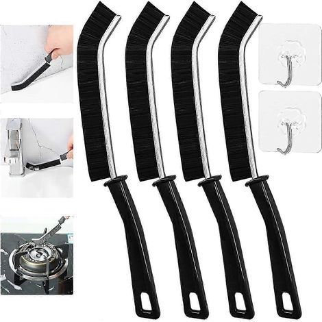 SCSYV Lot de 4 brosses de nettoyage à poils durs pour les interstices et les recoins, outil de nettoyage compact pour les petits espaces, idéal pour les carrelages de salle de bain, cuisine et fenêtre (1/5)