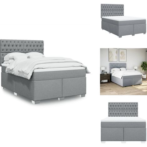 Sommier à lattes de lit avec matelas Gris clair 160x200cm Tissu - Sommier À Lattes De Lit - Sommiers À Lattes De Lit - Lit - Meuble De Chambre À Coucher (1/5)