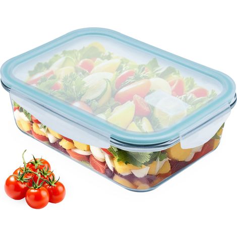 Glas Frischhaltedose mit Kunststoff Deckel luftdicht - 1480 ml - Meal Prep Lebensmittelbox für Backofen und Mirkowelle