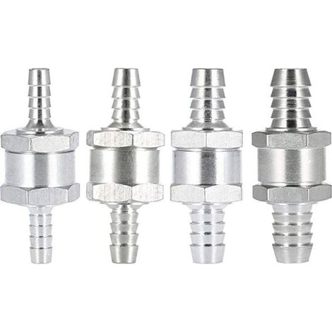 Clapet anti-retour(4 pièces) de retour de carburant en aluminium à sens unique (6 8 10 12mm) pour Essence Diesel Huile Car Chrome Eau Auto Carburateur Systèmes Basse Pression Tuyau (1/5)