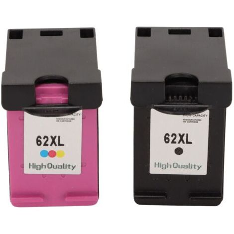 2 pièces cartouches d'encre 62XL couleur noire cartouches d'impression remplacement pour HP pour OfficeJet 200 258 5540 5542 5640 7640 imprimante (1/5)