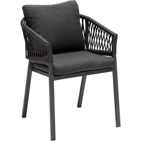 Hesperide – Lot de 2 fauteuils de jardin en aluminium époxy anthracite et graphite – Coussins déhoussables – Dimensions 56x62x75,5cm – Résistance intempéries