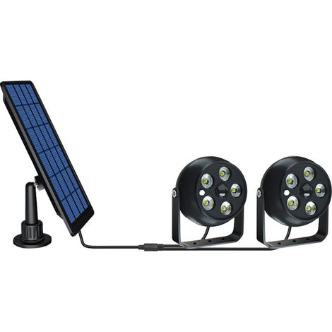Faretto solare da esterno con sensore di movimento, 5 LED, IP65, pannello solare separato (nero)