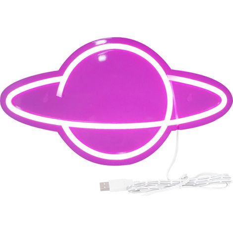 Décoration murale néon LED en forme de planète, avec lampe USB, idéale pour les anniversaires et les mariages. (1/5)