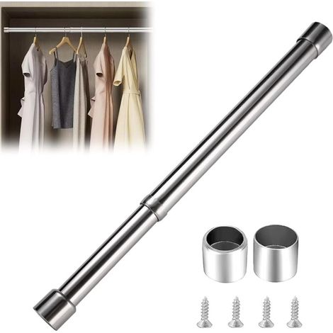 XEPHO Tringle à Vêtements Extensible,Tube de Penderie Télescopique Flexible,Barre de Penderie Extensible en Acier Inoxydable,34-52 cm Tringle à Vêtements en Acier Inoxydable Réglable,Pour Penderie Sal