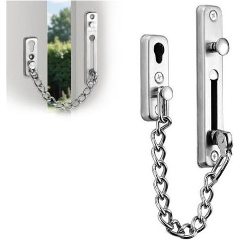 de porte en acier inoxydable, Chaînes de Porte, Verrouillage de Sécurité, Serrure de Porte Privée de Sécurité avec 4 Vis pour la Sécurité de la Porte d'Entrée, etc. (siliver) (1/4)
