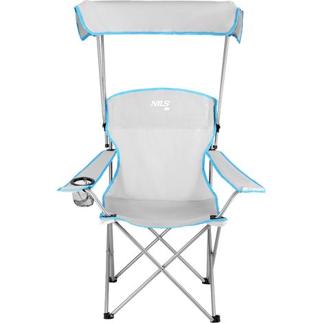 Campingstuhl mit Sonnenschirm, Grau