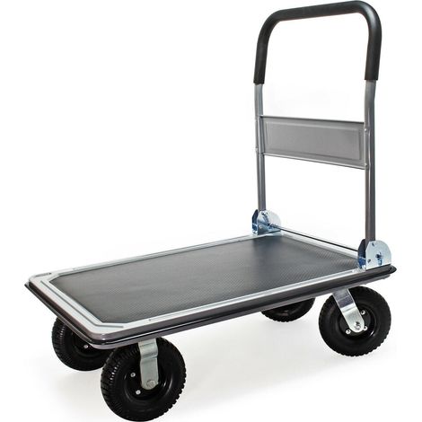 Carro de plataforma 300 kg neumáticos carro de manipulación de carga de transporte plegable 160002573 (1/5)