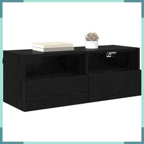882932 Meuble TV mural Chêne noir 80 x 30 x 30 cm Bois d'ingénierie (1/5)