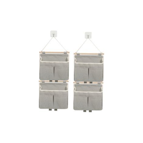 Set mit 4 Wandaufbewahrungstaschen zum Aufhängen an der Tür, Wandmontage, Hängeorganizer für Akten und Zeitschriften, wasserdicht, aus Leinen und Baumwolle, für Wohnzimmer, Schlafzimmer, Badezimmer (1/5)