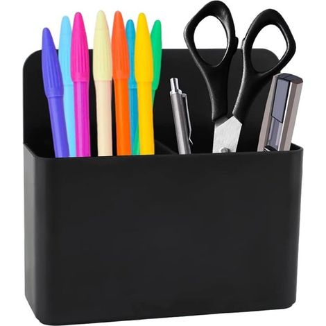 Portalápices magnético - Caja organizadora - Organizador de escritorio - Imán potente - 12 x 4,3 x 4,3 cm - Negro (1/5)