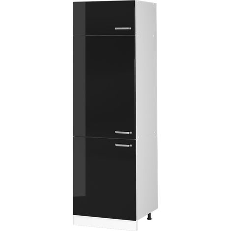 Hochschrank R-Line, Schwarz Hochglanz, 60 cm mit Türen, Vicco