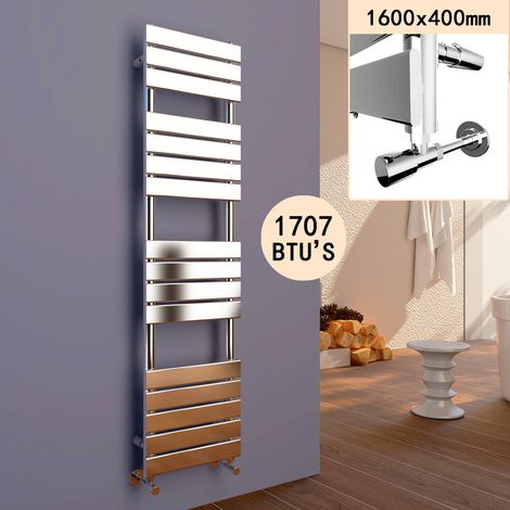 ELEGANT 1600 x 400 Heated Towel Rail Bathroom Radiator Chrome Flat Panel Towel Radiator (1/5)