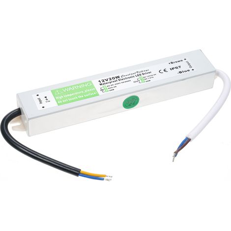 Alimentation LED 12V Toivize IP67 Étanche Transformateur Secteur Compact 20W pour Bandes Lumineuses Extérieures (1/4)