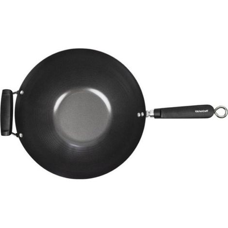 Wok Anti-Adhésif - Kitchen Craft - 35 cm - Acier Carbone - Compatible Induction - Noir (1/5)