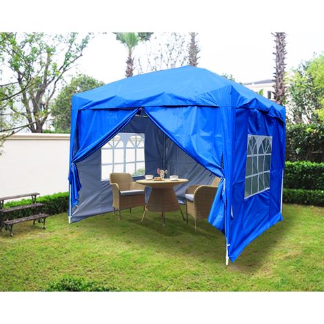 2.5x2.5m Garden Pop Up Gazebo Outdoor Marquee Tent with 4 Leg Weights Blue (1/5)