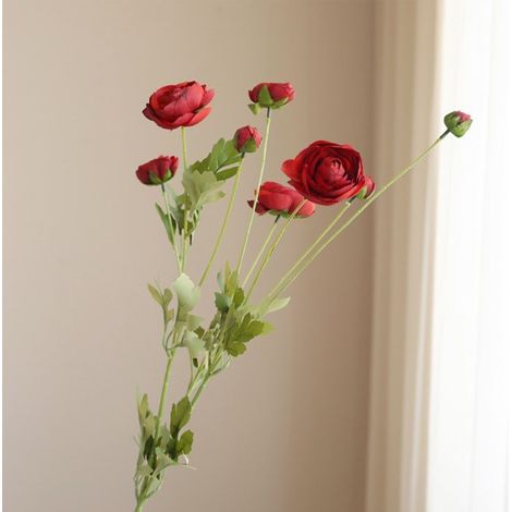 Camélia artificiel à 8 têtes, petite fleur artificielle effet rosée, pour salon ou table basse. Décoration pour table basse ou table à thé.