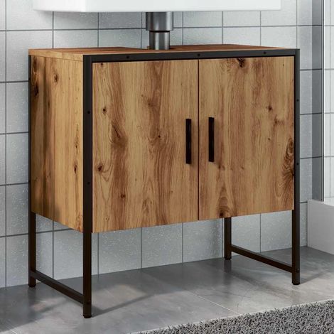 Armoire lavabo de salle de bain-Meuble vasque de salle de bain chêne artisanal 60x33x60 cm 712021 (1/5)