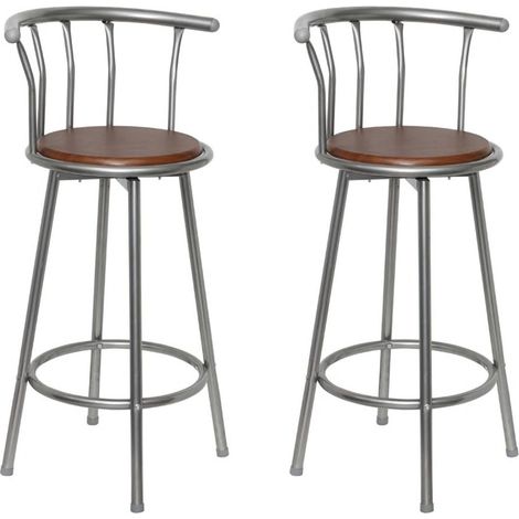 Sgabelli da Bar Set 2 pz in Acciaio Marroni vidaXL (1/5)