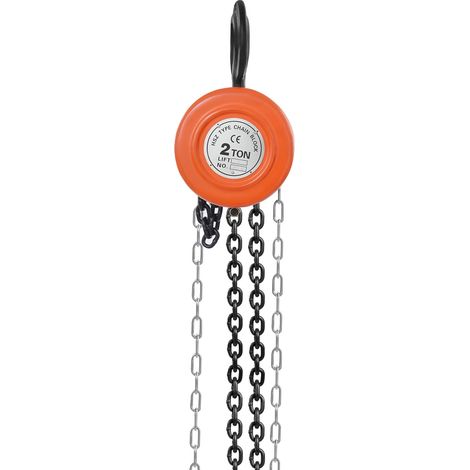 Palan à chaîne manuel 2T - 3 m de hauteur de levage - Outil de levage manuel pour foresterie et atelier en cas d'occasions - Crochet rotatif à 360° - Orange (1/5)
