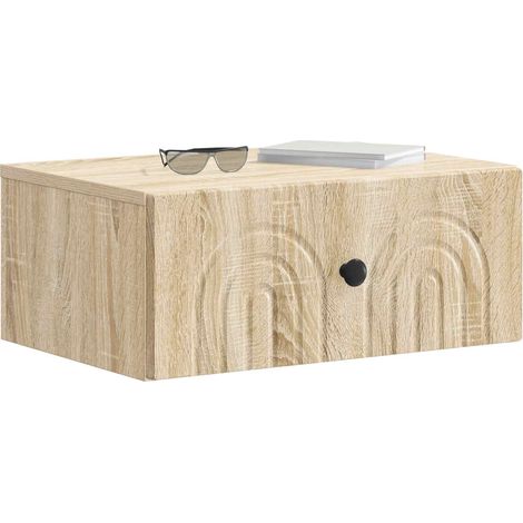 Maison Exclusive - Mobiletto da notte a muro Rovere Sonoma 49 x 34,5 x 20 cm