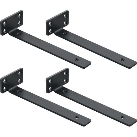 4 Pièces Supports d' Étagère Flottants Mural, Large Éventail d'Applications, Equerre Etagere Murale Facile à installer/Pratique, 20 x 4 x 6.5 CM, Noir (1/5)