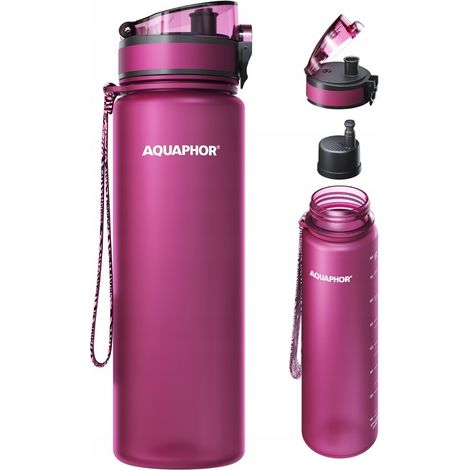 Botella de entrenamiento Aquaphor City de 0,8 L con filtro de agua grande color burdeos (1/5)