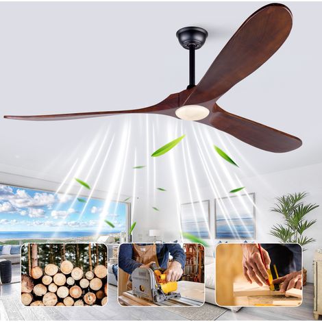 70-Zoll-Deckenventilator mit Licht, 3 Holzflügel, dimmbare LED, Fernbedienung OKMYHOME (1/5)