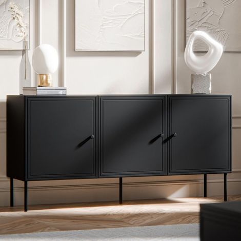 Buffet noir 3 portes 150 cm Pazol (1/5)