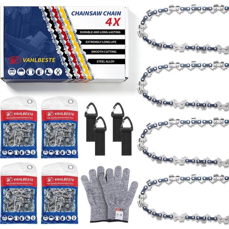 Lot de 4 Chaîne de Tronçonneuse 3/8"LP 44 maillons 1,1 mm, Chaine Tronconneuse pour Guide Tronconneuse 30 cm, Avec Boucle (1/5)