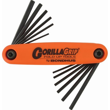 Couteau GorillaGrip® avec 12 clés Allen en métrique/pouce 5/64-5/32" et 1,5-5 mm  Bondhus 12550