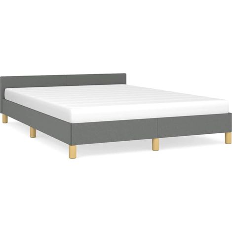 Bed Frame without Mattress Dark Grey Queen Fabric vidaXL (1/5)