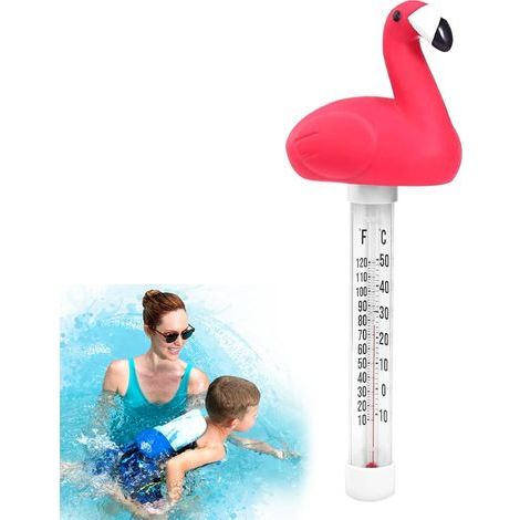 Thermomètre De Piscine Flamant Rose Et Tortue Thermomètre Submersible Avec Corde Style Dessin Animé Grand Écran, Capteur Facile À Lire, En Forme D'animal, Pour Piscines Intérieures Et Extérieures (1/5)