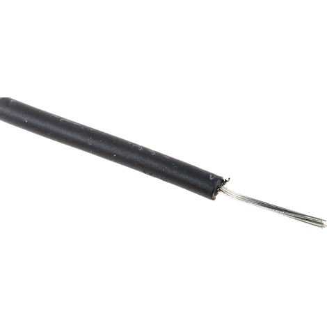 Fils de connexion RS PRO UL3321, 17 0,33 mm² 22 AWG, 600 V, XLPE Noir, 100m ( Prix pour Bobine de 100 )