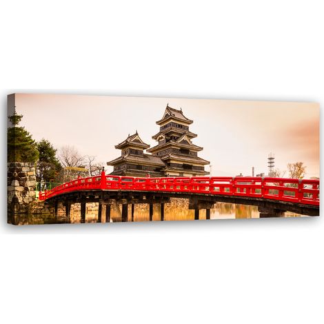 Tableau sur toile Pont japonais et château de Matsumoto 90x30 (1/5)