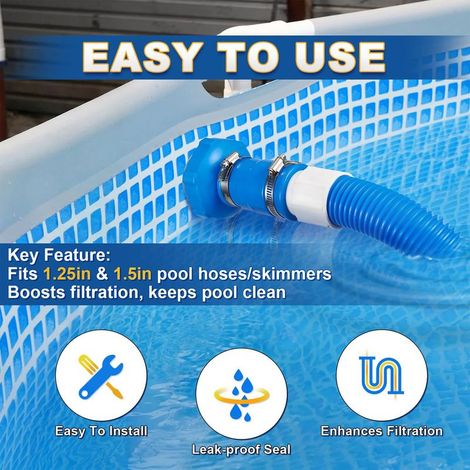 Accessoires de piscine Adaptateur universel pour tuyau d'aspirateur de piscine, raccord rapide, connecteur pour tuyau d'écumoire, petit connecteur de crépine pour piscines hors-sol/enterrées (1/5)
