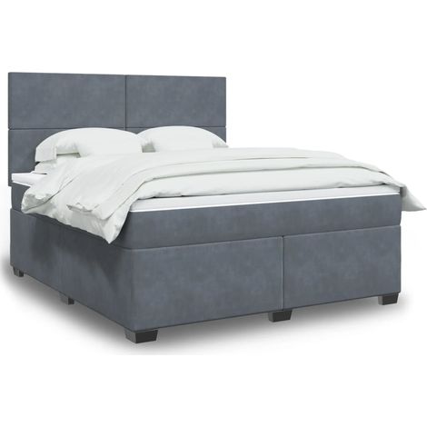 Boxspringbett mit Matratze Dunkelgrau 180x200 cm Samt