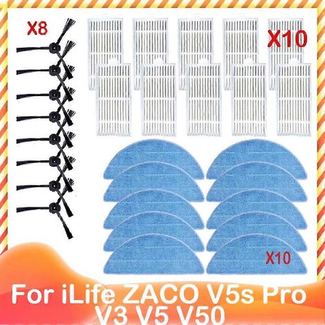 Fit pour V3x – A20 T20s / PVCR 3600 / G2 0926W / G2 0726W / G2 1226 Side Brosse HEPA Filtre Serpillière Cloth (1/5)