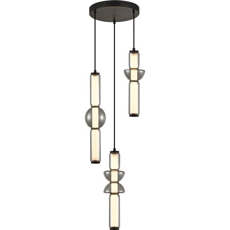 Italux Bruni Suspension Cluster, plafonnier noir mat, blanc chaud 3000K, 3 LED (1/2)
