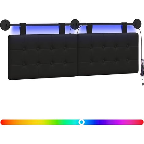 Cabecero colgante Con luz LED Negro Cuero sintético vidaXL