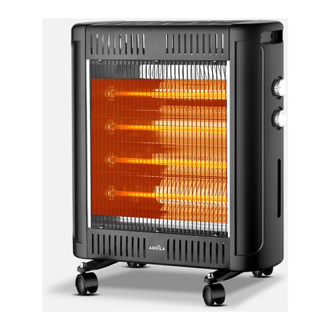 Estufa eléctrica de cuarzo Kalinda negro 2400w con antivuelco y ruedas pivotantes